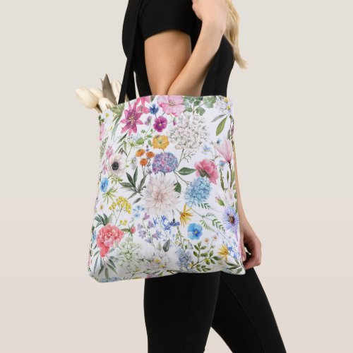 Elegant and Colorful Wildflower Pattern Tote Bag