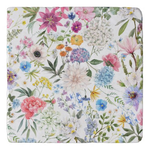 Elegant and Colorful Wildflower Pattern Trivet