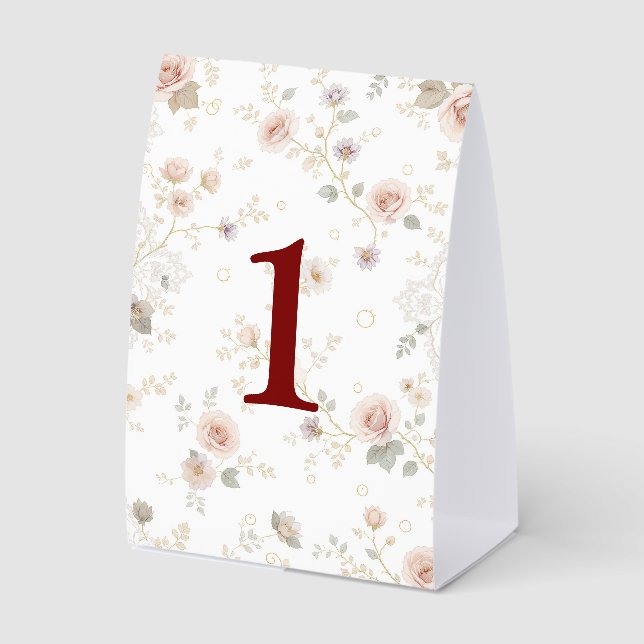 Elegant and customizable table numbers paper table tent  (Front)