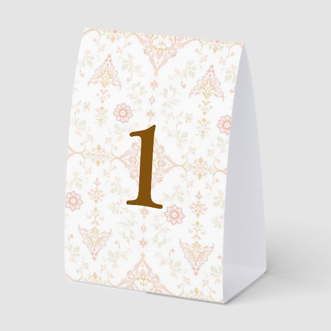 Elegant and customizable table numbers paper table tent  (Front)