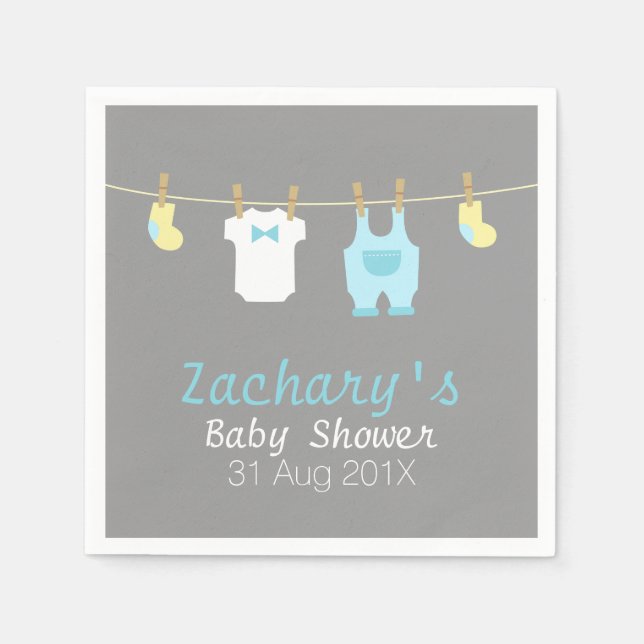 Elegant and Cute Baby Boy Clothes, Baby Shower Napkins (Front)