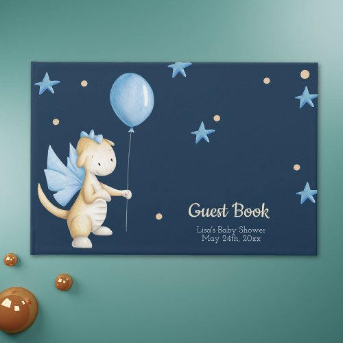 Elegant and Cute Baby Dragon Boy Baby Shower Guest Book