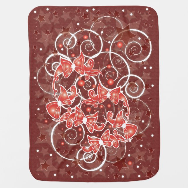Elegant and Cute Christmas Bows and stars Baby Blanket (Front)