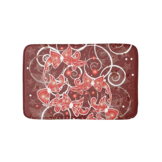 Elegant and Cute Christmas Bows and stars Bath Mat (Front)