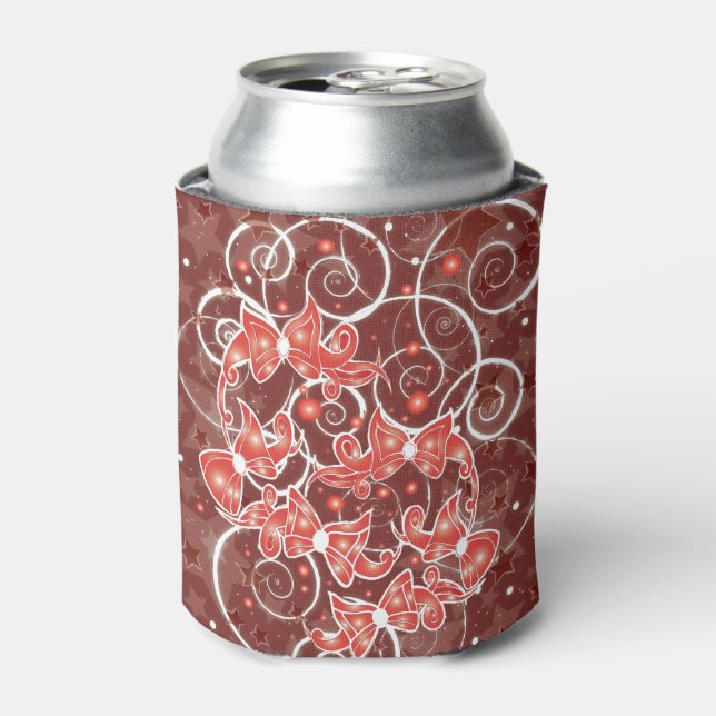 Elegant and Cute Christmas Bows and stars Can Cooler (Can Front)