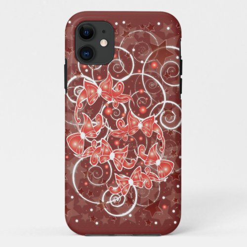 Elegant and Cute Christmas Bows and stars iPhone 11 Case