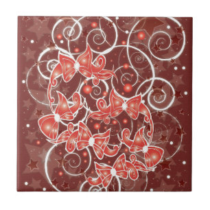 Elegant and Cute Christmas Bows and stars Ceramic Tile