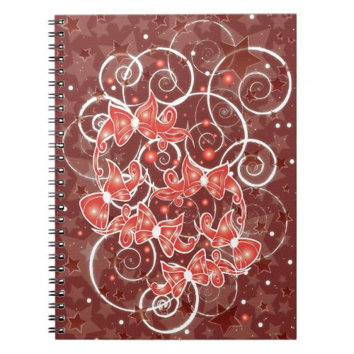 Elegant and Cute Christmas Bows and stars Notebook