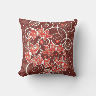 Elegant and Cute Christmas Bows and stars Throw Pillow