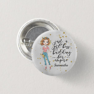 Elegant and Cute Lady Girl Boss Gray Button