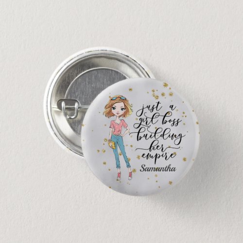 Elegant  and Cute Lady  Girl Boss  Gray Button