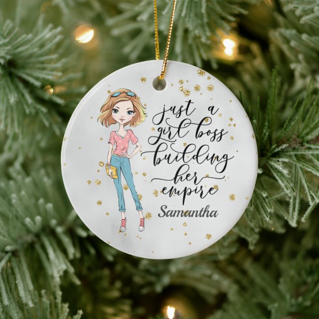 Elegant  and Cute Lady | Girl Boss | Gray Ceramic Ornament (Tree)