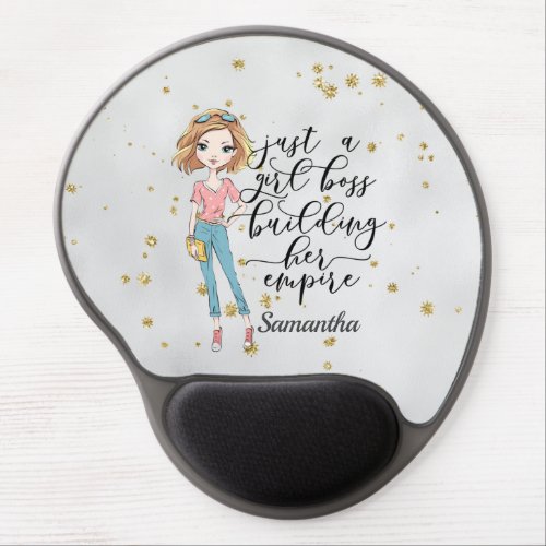 Elegant  and Cute Lady  Girl Boss  Gray Gel Mouse Pad
