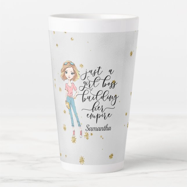 Elegant  and Cute Lady | Girl Boss | Gray Latte Mug (Front)