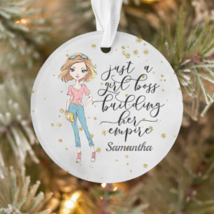 Elegant  and Cute Lady   Girl Boss   Gray Ornament