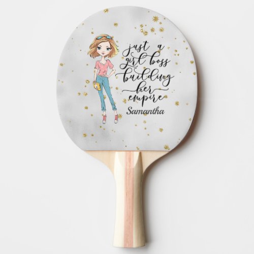 Elegant  and Cute Lady  Girl Boss  Gray Ping Pong Paddle