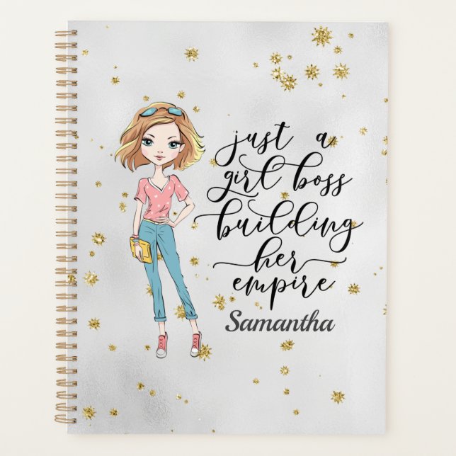 Elegant  and Cute Lady | Girl Boss | Gray Planner (Front)