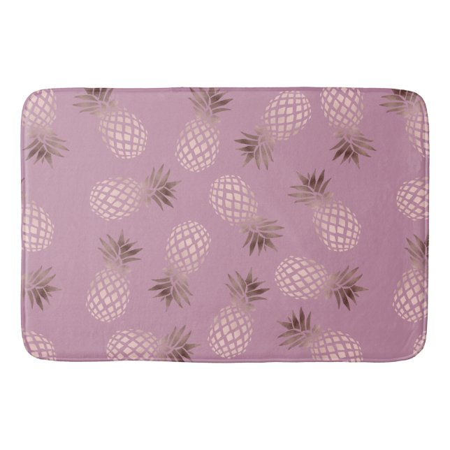 Elegant and cute rose gold pineapple pattern bath mat (Front)