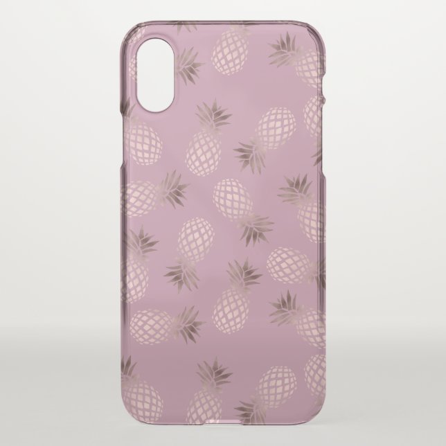 Elegant and cute rose gold pineapple pattern uncommon iPhone case (Back)
