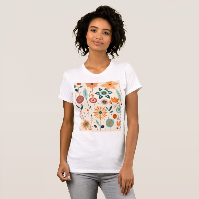 Elegant and Delicate Flowers T-Shirt (Front Full)