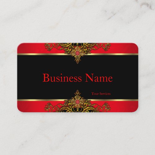 Elegant and Elite Regal Red Black and Gold Gem Business Card