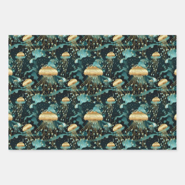 Elegant and Ethereal Jellyfish  Wrapping Paper Sheets (Front)