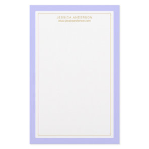 Elegant And Feminine Periwinkle Gold Personalized Stationery