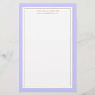 Elegant And Feminine Periwinkle Gold Personalized Stationery