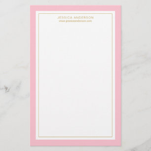 Elegant And Feminine Pink Gold Personalized Stationery