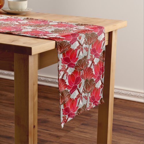 Elegant And Feminine Red Flowers Short Table Runner