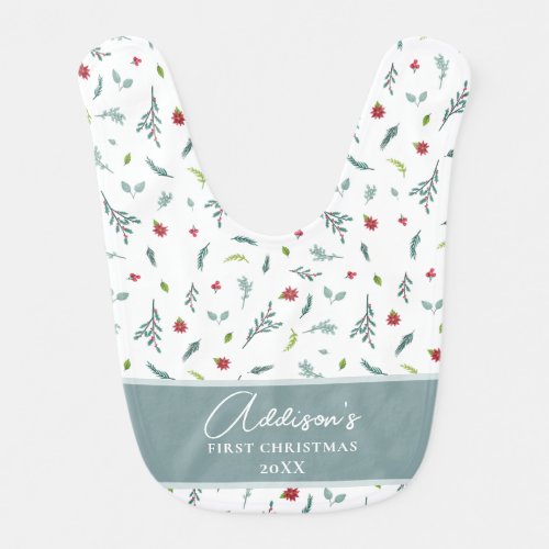 Elegant and Festive First Christmas Baby Bib