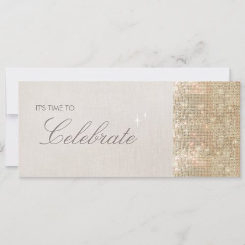 Elegant and Festive Sparkly Gold Sequins Party Invitation