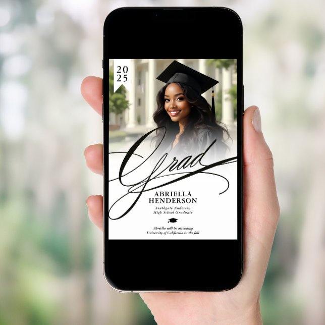 Elegant and Formal Script Graduation Announcement (Front Digital)