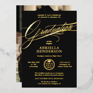 Elegant and Formal Script Graduation Foil Invitation