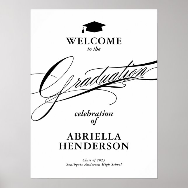 Elegant and Formal Script Graduation Welcome Poster (Front)