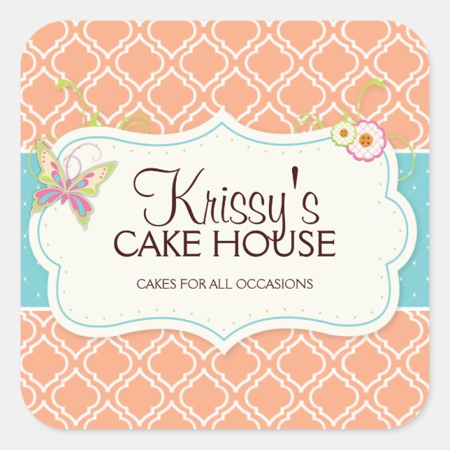 Elegant and Fun Bakery Box Stickers (Front)