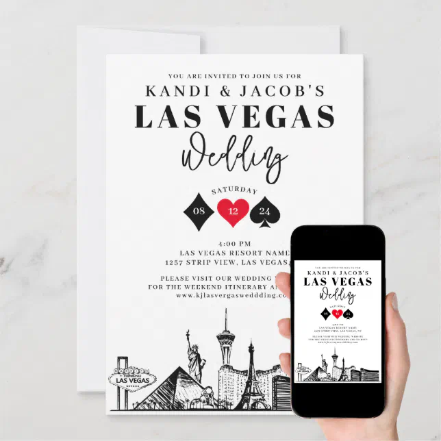 Elegant and Fun Las Vegas Wedding Invitation Zazzle