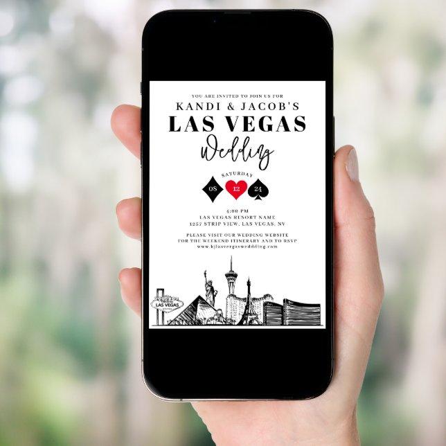 Elegant and Fun Las Vegas Wedding Invitation (Front Digital)
