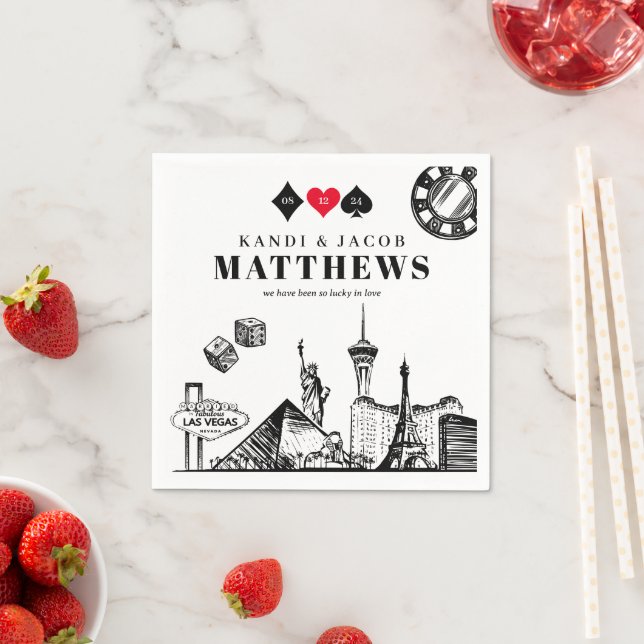 Elegant and Fun Las Vegas Wedding Napkins (Insitu)