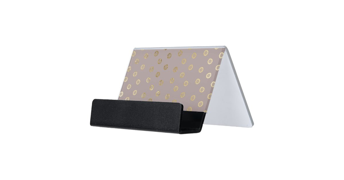 Elegant And Girly Faux Gold Glitter Dots Beige Desk Business Card