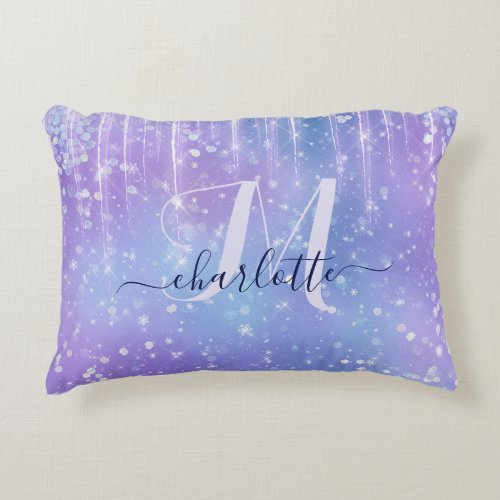 Elegant and Glitzy Purple Accent Pillow