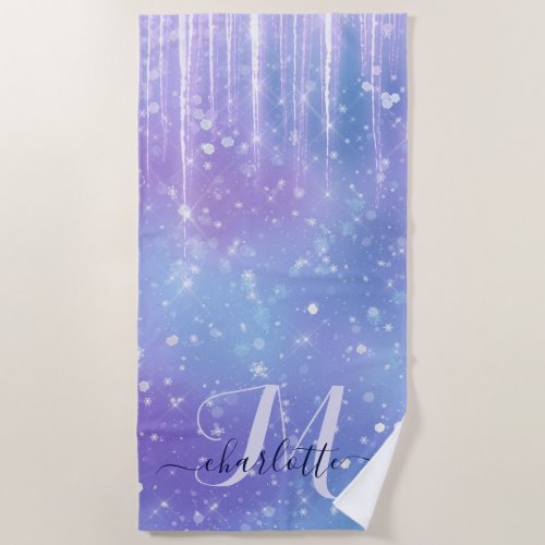 Elegant and Glitzy Purple Beach Towel