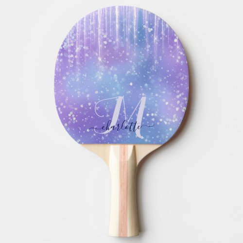 Elegant and Glitzy Purple Ping Pong Paddle