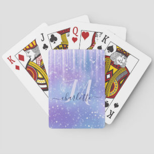 Elegant and Glitzy Purple Poker Cards