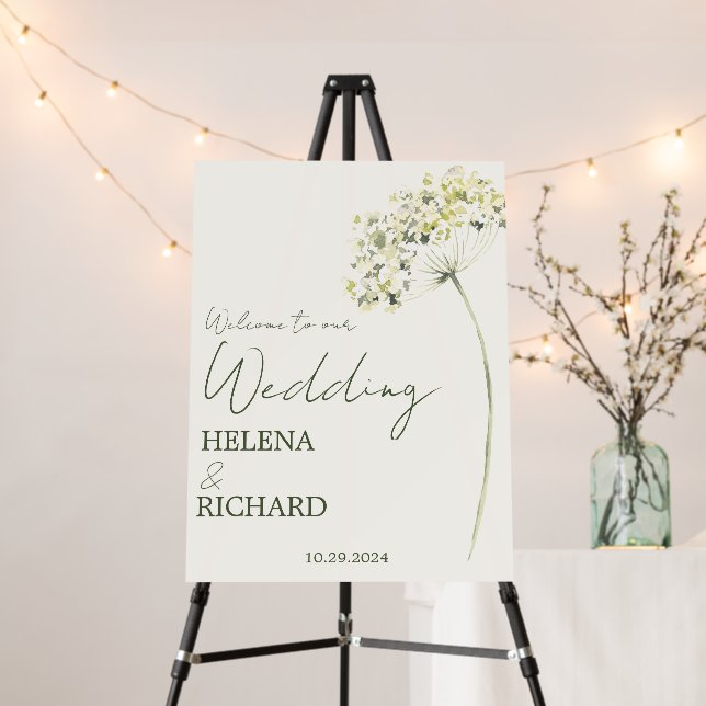 Elegant and Greenery Floral Wedding  Foam Board (In Situ (Stand))