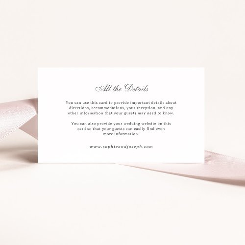 Elegant and Luxe Wedding | White and Gray Details Enclosure Card