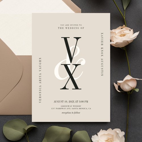 Elegant and Luxury Neutral Typography Wedding Invitation