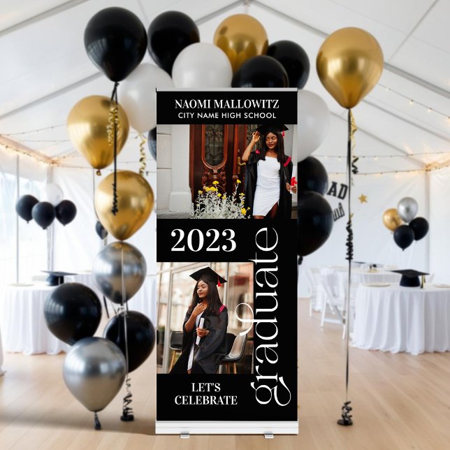 Elegant and Minimal Photo Graduate Retractable Banner (Elegant Photo Graduate retractable banner for Graduation Party)