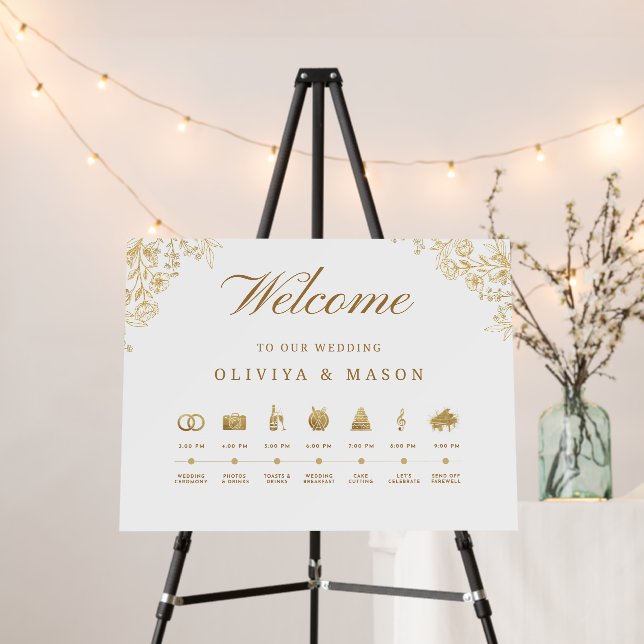 Elegant and Minimal Wedding Order of Events Sign (In Situ (Stand))