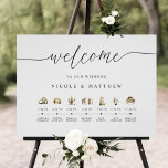 Elegant and Minimal Wedding Order of Events Sign<br><div class="desc">Welcome your guest with this elegant order of events, wedding timeline sign. Design with beautiful golden watercolor timeline images and delicate hand written calligraphy details. Clean and simple design full of elegance and grace. Ability to easily add on template your own times and text below images. If needed, you can...</div>